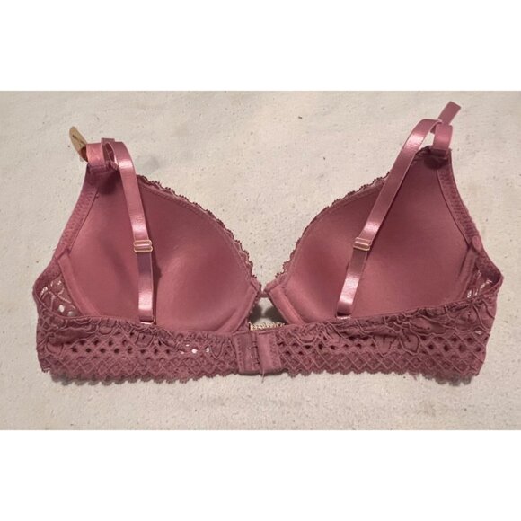 Juicy Couture 34C Pink Lace Push-Up Bra Adj Straps Sweetheart Charm Accent - Picture 9 of 16